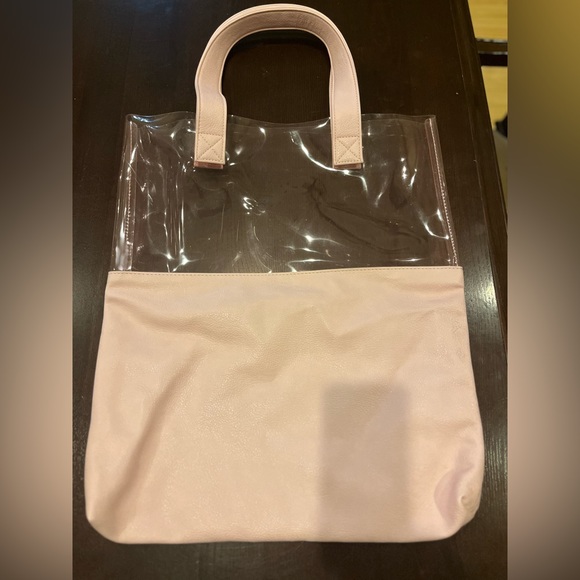 Pink tote, Bando, faux leather with clear top - Picture 2 of 4